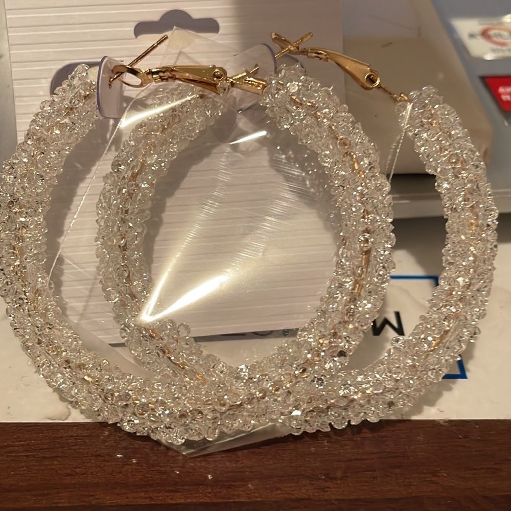 WHITE Glitter or shimmering Earrings